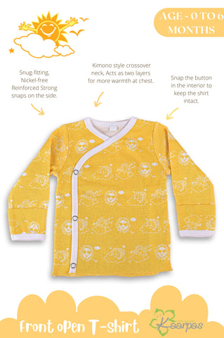 Mighty Sun front open side snap full sleeves T-shirt - Yellow Mighty Sun front open side snap full sleeves T-shirt - Yellow