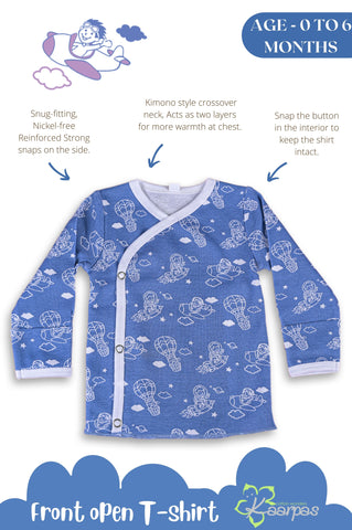 Into the sky with parachute front open side snap full sleeves T-shirt Into the sky with parachute front open side snap full sleeves T-shirt