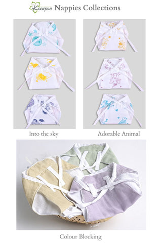 Into the Sky' Cotton 2 Layered Nappies  (Pack of 3) Into the Sky' Cotton 2 Layered Nappies  (Pack of 3)