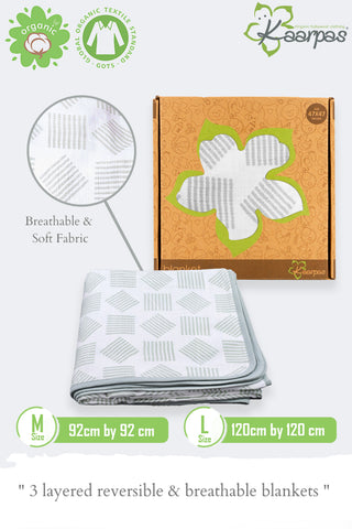 Charming Patterns' 2 layer organic muslin blanket : Lines Charming Patterns' 2 layer organic muslin blanket : Lines