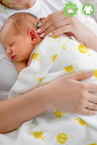 Into the sky' 2 layer organic muslin blanket : Sun Into the sky' 2 layer organic muslin blanket : Sun