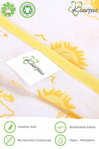 Into the sky' 2 layer organic muslin blanket : Sun Into the sky' 2 layer organic muslin blanket : Sun