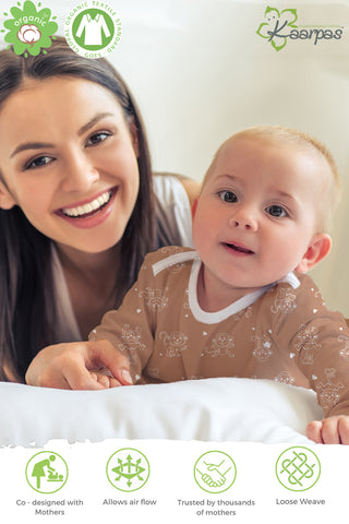 Kaarpas organic cotton 2-piece baby PJ set with jumping monkey- Brown Kaarpas organic cotton 2-piece baby PJ set with jumping monkey- Brown