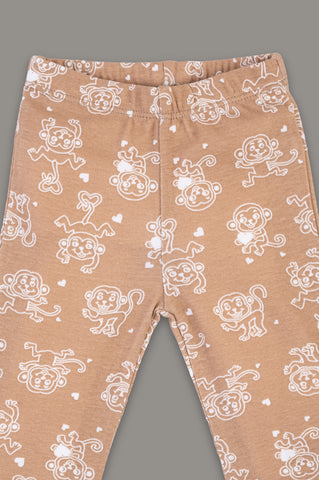 Kaarpas organic cotton 2-piece baby PJ set with jumping monkey- Brown Kaarpas organic cotton 2-piece baby PJ set with jumping monkey- Brown