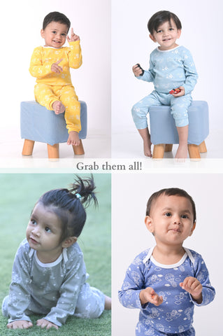 Kaarpas organic cotton 2-piece baby PJ set with jumping monkey- Brown Kaarpas organic cotton 2-piece baby PJ set with jumping monkey- Brown