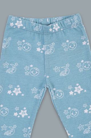 Kaarpas organic cotton 2 piece baby PJ set with bright star and moon - Sky blue Kaarpas organic cotton 2 piece baby PJ set with bright star and moon - Sky blue