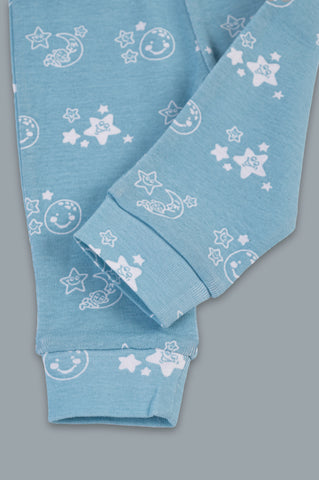 Kaarpas organic cotton 2 piece baby PJ set with bright star and moon - Sky blue Kaarpas organic cotton 2 piece baby PJ set with bright star and moon - Sky blue