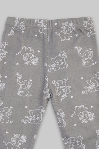 Kaarpas organic cotton 2 piece  baby PJ set with jumbo elephant- Grey Kaarpas organic cotton 2 piece  baby PJ set with jumbo elephant- Grey
