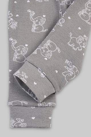 Kaarpas organic cotton 2 piece  baby PJ set with jumbo elephant- Grey Kaarpas organic cotton 2 piece  baby PJ set with jumbo elephant- Grey