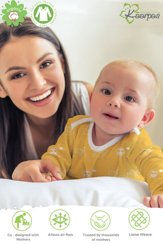 Kaarpsas organic cotton 2 piece baby PJ set with mighty sun - Yellow Kaarpsas organic cotton 2 piece baby PJ set with mighty sun - Yellow