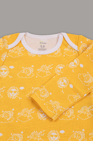 Kaarpsas organic cotton 2 piece baby PJ set with mighty sun - Yellow Kaarpsas organic cotton 2 piece baby PJ set with mighty sun - Yellow