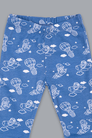 Kaarpas organic cotton 2 piece baby into the sky with parachute PJ set - Blue Kaarpas organic cotton 2 piece baby into the sky with parachute PJ set - Blue