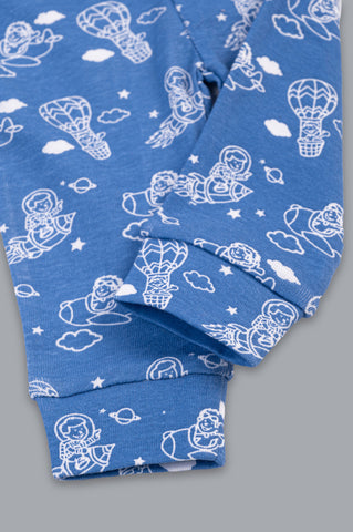Kaarpas organic cotton 2 piece baby into the sky with parachute PJ set - Blue Kaarpas organic cotton 2 piece baby into the sky with parachute PJ set - Blue