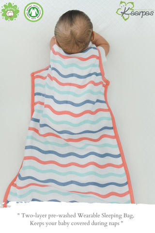 Ocean Dive' 2- Layer cotton Baby Sleeping Bag : Waves, (Multi-color) Ocean Dive' 2- Layer cotton Baby Sleeping Bag : Waves, (Multi-color)