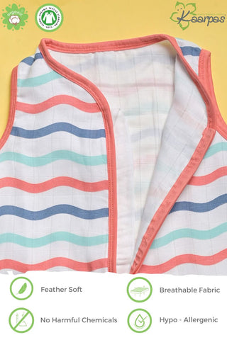 Ocean Dive' 2- Layer cotton Baby Sleeping Bag : Waves, (Multi-color) Ocean Dive' 2- Layer cotton Baby Sleeping Bag : Waves, (Multi-color)