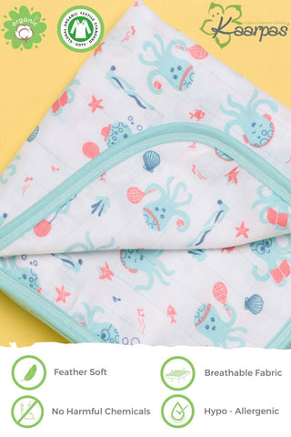 Ocean Dive' 2 layer organic muslin blanket : Octopus Ocean Dive' 2 layer organic muslin blanket : Octopus