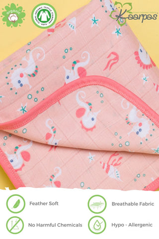 Ocean Dive' 2 layer organic muslin blanket : Seahorse Ocean Dive' 2 layer organic muslin blanket : Seahorse