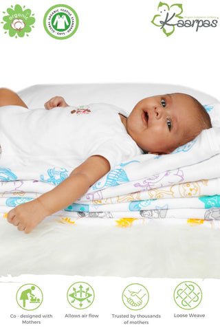 Ocean Dive' 2 layer organic muslin blanket : Seahorse Ocean Dive' 2 layer organic muslin blanket : Seahorse
