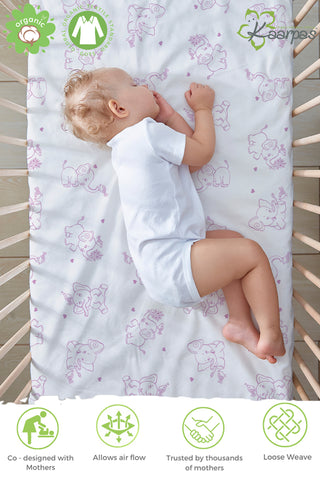 Adorable Animal' Cotton Fitted Cot Crib Sheet : Elephant Adorable Animal' Cotton Fitted Cot Crib Sheet : Elephant