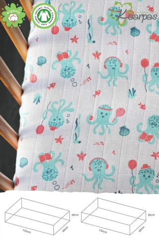 'Ocean Dive' Cotton Fitted Cot Crib Sheet : Octopus 'Ocean Dive' Cotton Fitted Cot Crib Sheet : Octopus