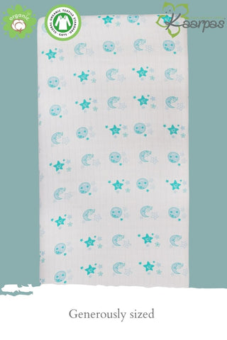 Into the Sky' Cotton Fitted Cot Crib Sheet : Moon & Earth Into the Sky' Cotton Fitted Cot Crib Sheet : Moon & Earth