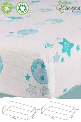 Into the Sky' Cotton Fitted Cot Crib Sheet : Moon & Earth Into the Sky' Cotton Fitted Cot Crib Sheet : Moon & Earth