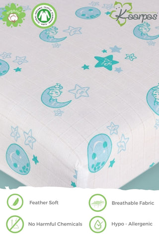 Into the Sky' Cotton Fitted Cot Crib Sheet : Moon & Earth Into the Sky' Cotton Fitted Cot Crib Sheet : Moon & Earth