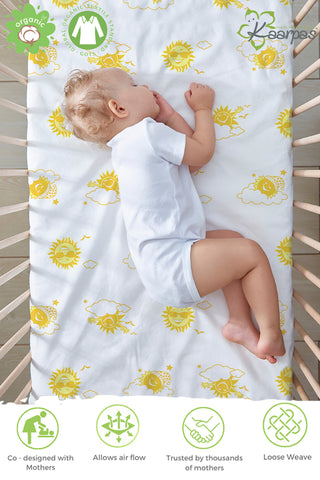 Into the Sky' Cotton Fitted Cot Crib Sheet : Sun Into the Sky' Cotton Fitted Cot Crib Sheet : Sun