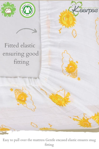 Into the Sky' Cotton Fitted Cot Crib Sheet : Sun Into the Sky' Cotton Fitted Cot Crib Sheet : Sun
