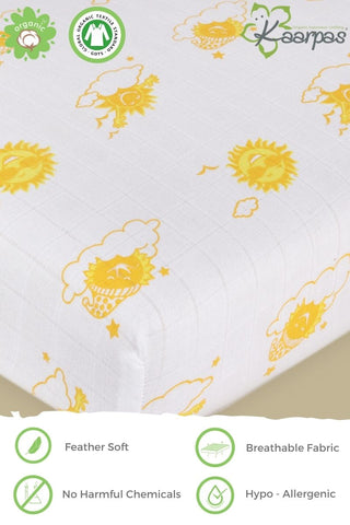 Into the Sky' Cotton Fitted Cot Crib Sheet : Sun Into the Sky' Cotton Fitted Cot Crib Sheet : Sun