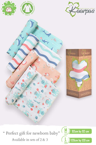 Ocean Dive' Organic Muslin Baby Swaddle : Octopus Ocean Dive' Organic Muslin Baby Swaddle : Octopus