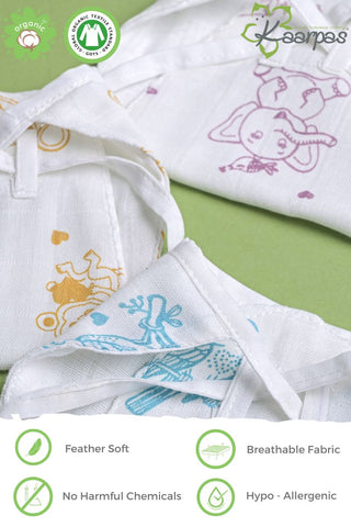 Adorable Animals' Cotton 2 Layered Nappies (Pack of 3)