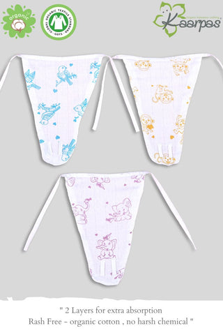 Adorable Animals' Cotton 2 Layered Nappies (Pack of 3)