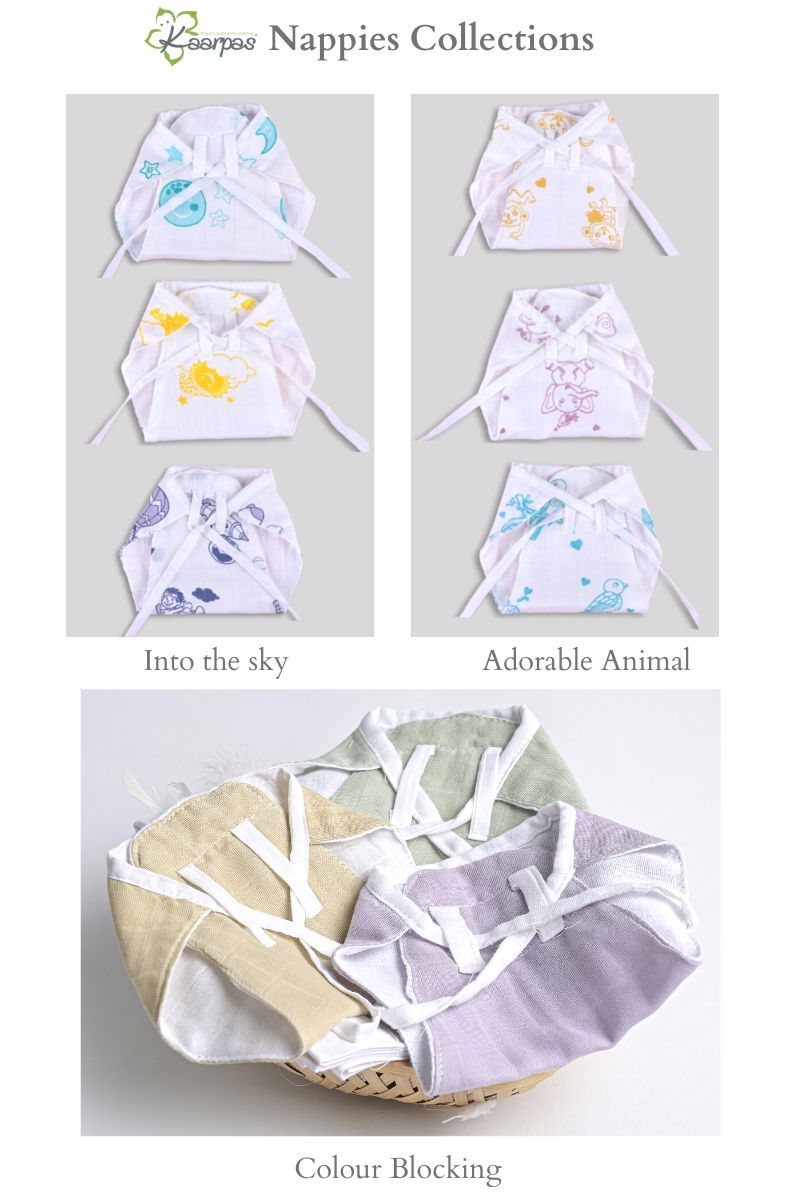 Into the Sky' Cotton 2 Layered Nappies  (Pack of 3)