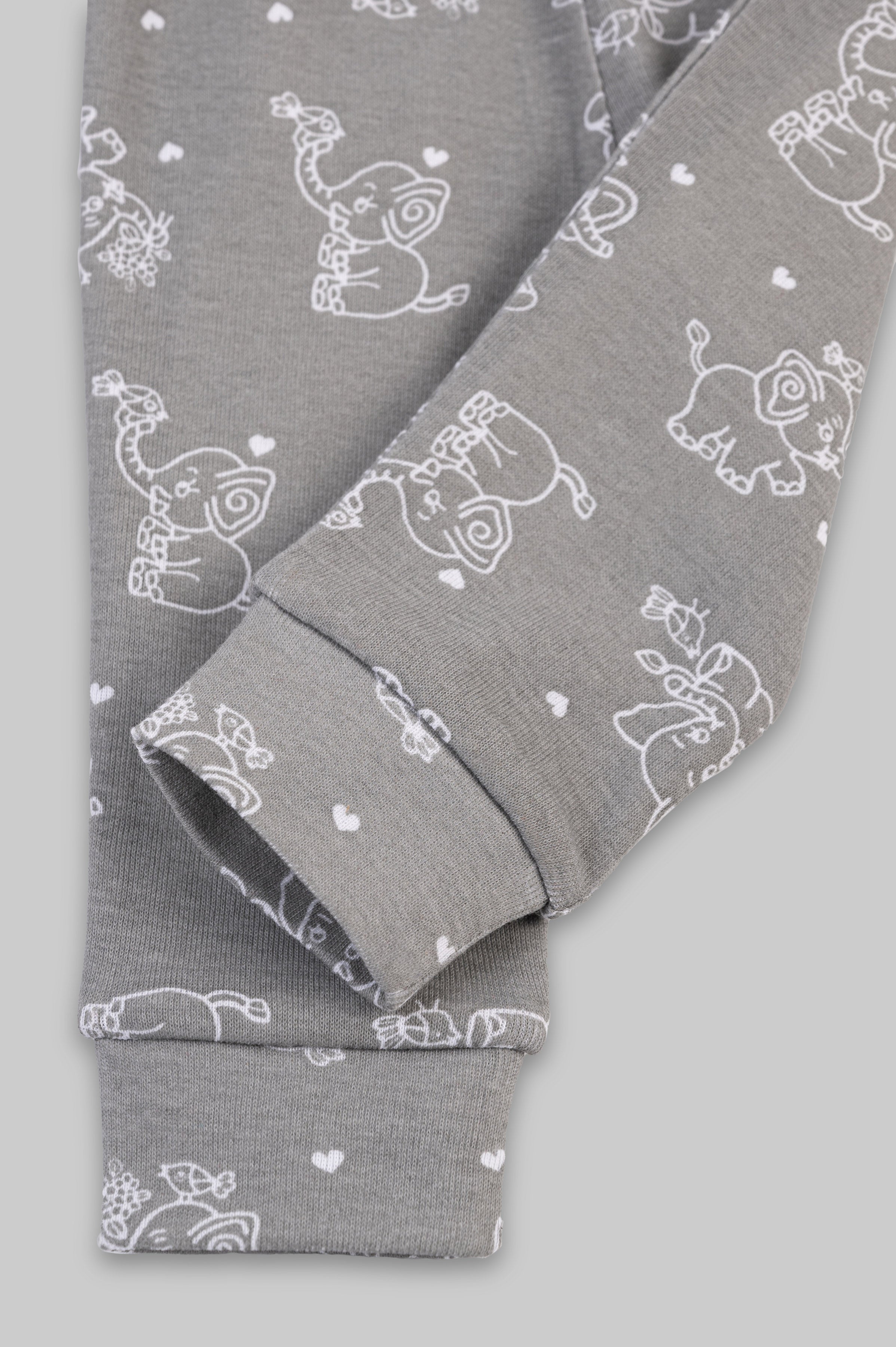 Kaarpas organic cotton 2 piece  baby PJ set with jumbo elephant- Grey