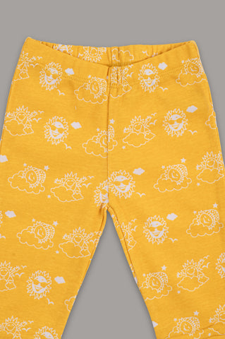 Kaarpsas organic cotton 2 piece baby PJ set with mighty sun - Yellow