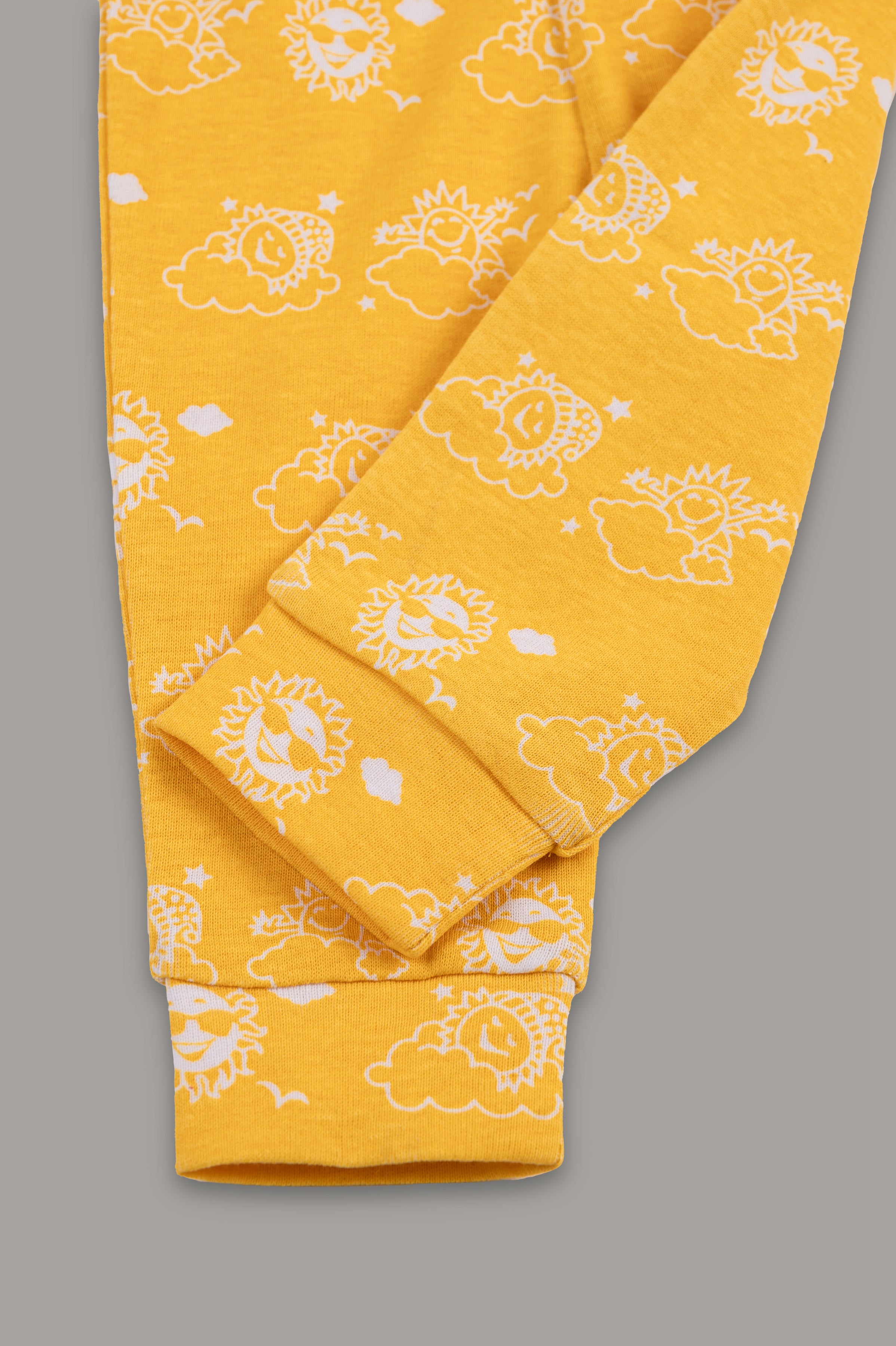 Kaarpsas organic cotton 2 piece baby PJ set with mighty sun - Yellow