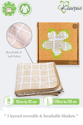 Charming Patterns' 2 layer organic muslin blanket : Squares
