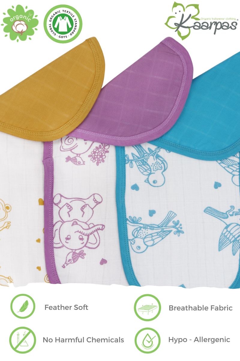 Zoomed in image of burp cloth, muslin is extremely soft to swipe spills off the baby. 