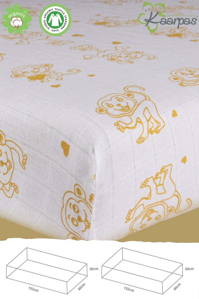 Adorable Animal' Cotton Fitted Cot Crib Sheet : Monkey