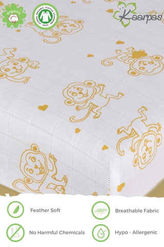 Adorable Animal' Cotton Fitted Cot Crib Sheet : Monkey