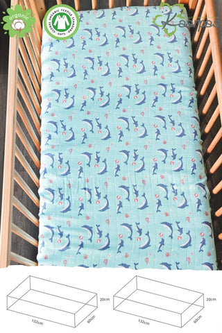 Ocean Dive' Cotton Fitted Cot Crib Sheet : Dolphin