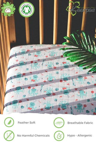 'Ocean Dive' Cotton Fitted Cot Crib Sheet : Octopus