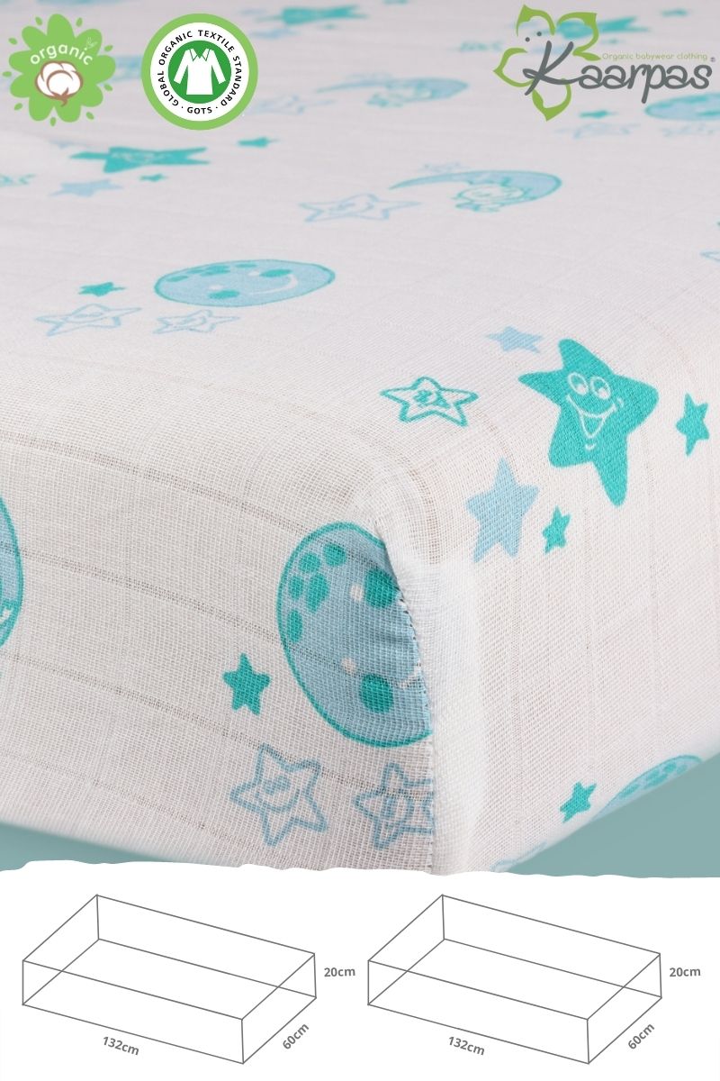 Into the Sky' Cotton Fitted Cot Crib Sheet : Moon & Earth