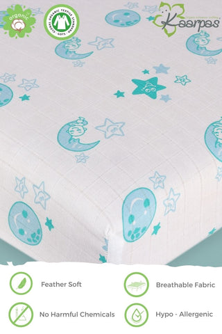 Into the Sky' Cotton Fitted Cot Crib Sheet : Moon & Earth