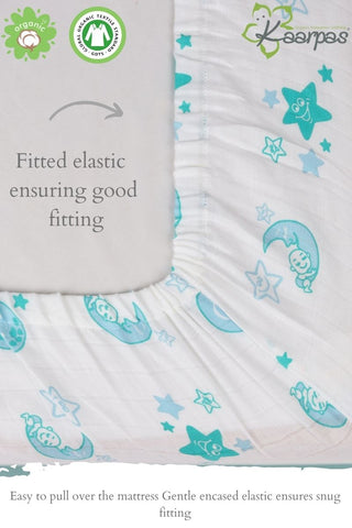 Into the Sky' Cotton Fitted Cot Crib Sheet : Moon & Earth